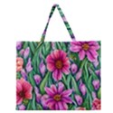 Cheerful And Cheery Blooms Zipper Large Tote Bag View1