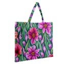 Cheerful And Cheery Blooms Zipper Large Tote Bag View2