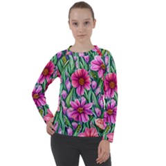 Cheerful And Cheery Blooms Women s Long Sleeve Raglan Tee