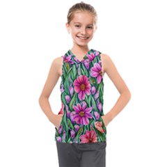 Cheerful And Cheery Blooms Kids  Sleeveless Hoodie by GardenOfOphir