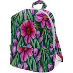 Cheerful And Cheery Blooms Zip Up Backpack by GardenOfOphir