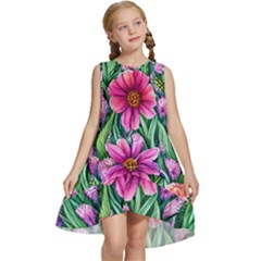 Cheerful And Cheery Blooms Kids  Frill Swing Dress by GardenOfOphir