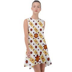 Background Floral Pattern Graphic Frill Swing Dress by Ravend