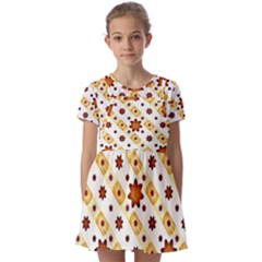 Background Floral Pattern Graphic Kids  Short Sleeve Pinafore Style Dress by Ravend