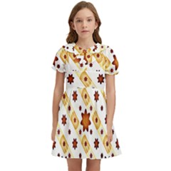 Background Floral Pattern Graphic Kids  Bow Tie Puff Sleeve Dress by Ravend