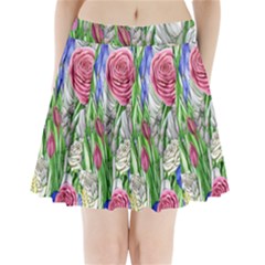 Celestial And Charming Florals Pleated Mini Skirt by GardenOfOphir