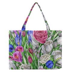 Celestial And Charming Florals Zipper Medium Tote Bag by GardenOfOphir