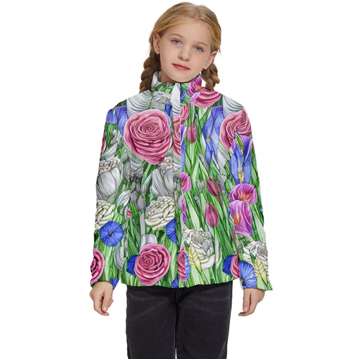 Celestial And Charming Florals Kids  Puffer Bubble Jacket Coat