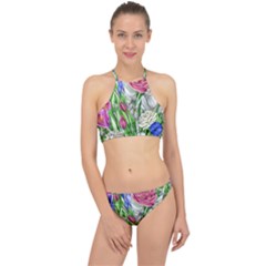 Celestial And Charming Florals Racer Front Bikini Set by GardenOfOphir