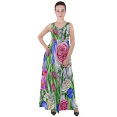 Celestial And Charming Florals Empire Waist Velour Maxi Dress by GardenOfOphir