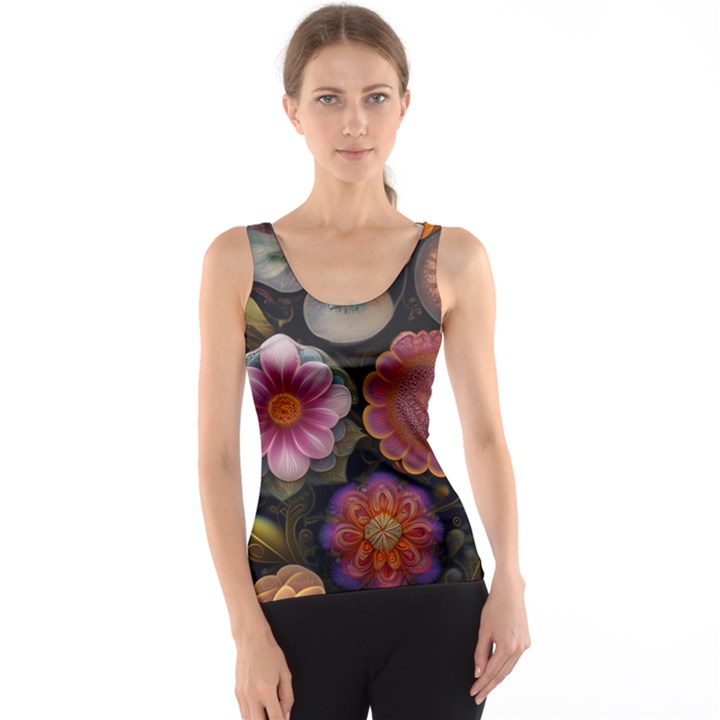 Ai Generated Floral Pattern Flowers Floral Tank Top