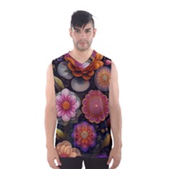 Ai Generated Floral Pattern Flowers Floral Men s Basketball Tank Top by Ravend