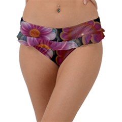 Ai Generated Floral Pattern Flowers Floral Frill Bikini Bottoms by Ravend