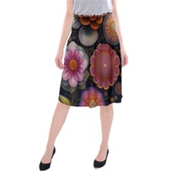 Ai Generated Floral Pattern Flowers Floral Midi Beach Skirt by Ravend