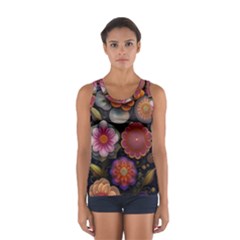 Ai Generated Floral Pattern Flowers Floral Sport Tank Top  by Ravend