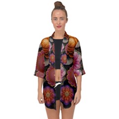 Ai Generated Floral Pattern Flowers Floral Open Front Chiffon Kimono by Ravend