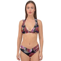 Ai Generated Floral Pattern Flowers Floral Double Strap Halter Bikini Set by Ravend