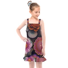 Ai Generated Floral Pattern Flowers Floral Kids  Overall Dress by Ravend