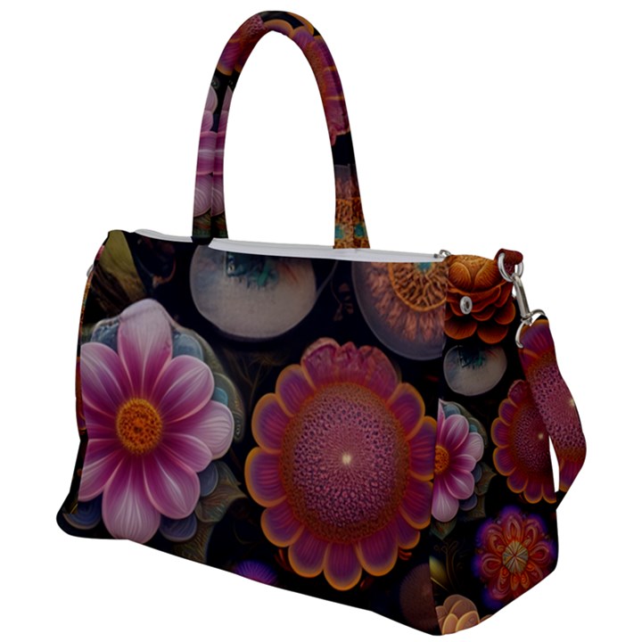 Ai Generated Floral Pattern Flowers Floral Duffel Travel Bag