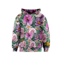 Budding And Captivating Flowers Kids  Pullover Hoodie