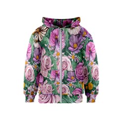 Budding And Captivating Flowers Kids  Zipper Hoodie