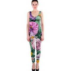 Budding And Captivating Flowers One Piece Catsuit