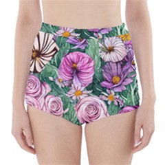 Budding And Captivating Flowers High-Waisted Bikini Bottoms