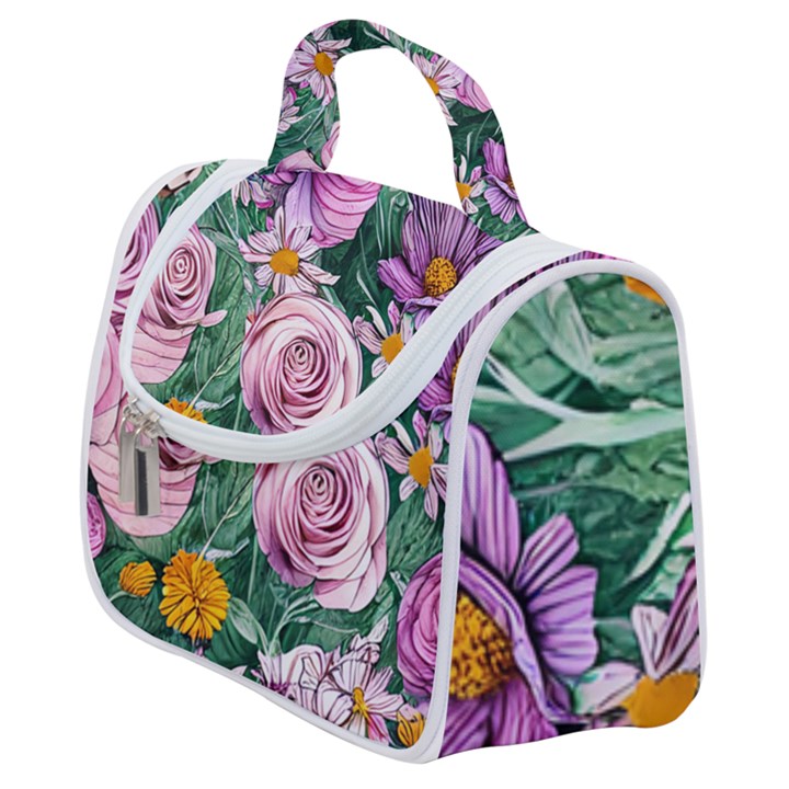 Budding And Captivating Flowers Satchel Handbag