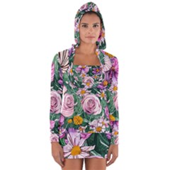 Budding And Captivating Flowers Long Sleeve Hooded T-shirt