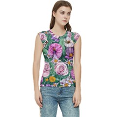 Budding And Captivating Flowers Women s Raglan Cap Sleeve Tee