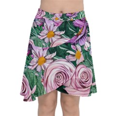 Budding And Captivating Flowers Chiffon Wrap Front Skirt