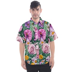 Budding And Captivating Flowers Men s Short Sleeve Shirt