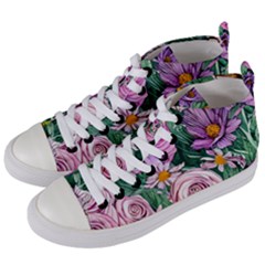 Budding And Captivating Flowers Women s Mid-top Canvas Sneakers by GardenOfOphir