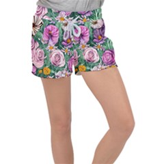 Budding And Captivating Flowers Velour Lounge Shorts by GardenOfOphir