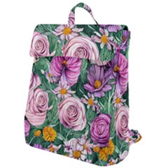 Budding And Captivating Flowers Flap Top Backpack