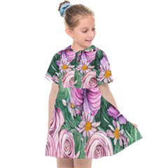 Budding And Captivating Flowers Kids  Sailor Dress