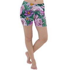 Budding And Captivating Flowers Lightweight Velour Yoga Shorts