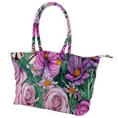 Budding And Captivating Flowers Canvas Shoulder Bag