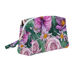 Budding And Captivating Flowers Wristlet Pouch Bag (Medium)