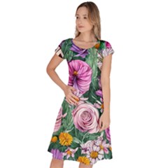 Budding And Captivating Flowers Classic Short Sleeve Dress by GardenOfOphir