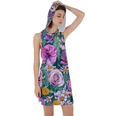 Budding And Captivating Flowers Racer Back Hoodie Dress by GardenOfOphir