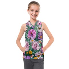 Budding And Captivating Flowers Kids  Sleeveless Hoodie