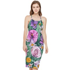 Budding And Captivating Flowers Bodycon Cross Back Summer Dress