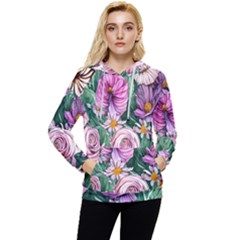 Budding And Captivating Flowers Women s Lightweight Drawstring Hoodie by GardenOfOphir