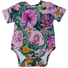 Budding And Captivating Flowers Baby Short Sleeve Bodysuit