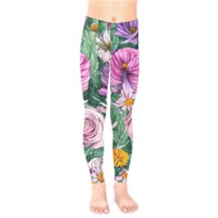 Budding And Captivating Flowers Kids  Classic Winter Leggings