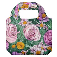 Budding And Captivating Flowers Premium Foldable Grocery Recycle Bag by GardenOfOphir