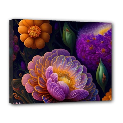 Ai Generated Flowers Plants Petals Buds Canvas 14  X 11  (stretched) by Ravend