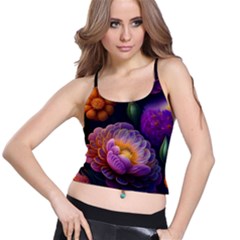 Ai Generated Flowers Plants Petals Buds Spaghetti Strap Bra Top by Ravend