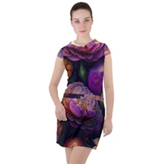 Ai Generated Flowers Plants Petals Buds Drawstring Hooded Dress by Ravend